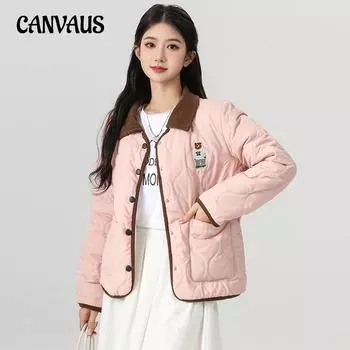 Вышитое пальто женское большого размера зимнее повседневное свободное цветное стеганое пальто с отворотом M белый