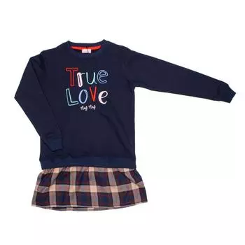 Вышитое платье-свитшот темно-синего цвета Детское NAF NAF