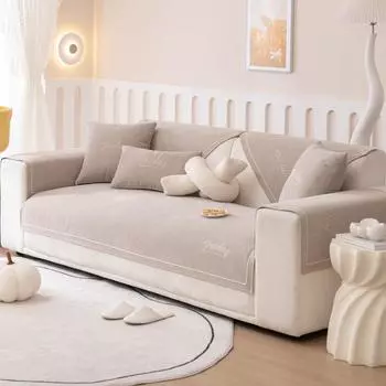 Вышитое полотенце для дивана из синели, универсальный нескользящий чехол для дивана, чехол для дивана Г-образной формы для гостиной 70x70cm 1pc