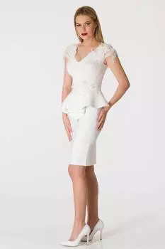 Вышитое Вечернее Платье Маховик Кремовый Костюм