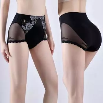 Вышитое женское белье в китайском стиле, кружевное сексуальное бесшовное нижнее белье для женщин, без зажима на бедрах, с высокой талией, трусики больших размеров L