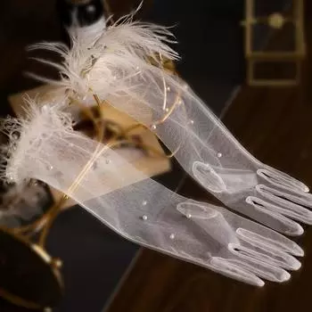 Вышитые банкетные перчатки сетка свадебные перчатки для невесты новые костюмные перчатки для вечеринки 10-40cm