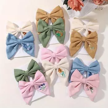 Вышитые банты Заколки для волос Твердые шпильки для волос ручной работы Ленточные заколки Бабочка Заколка для волос Головной убор