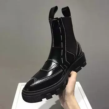 Вышитые ботинки челси для женщин Ботинки Туфли на платформе Модные ботильоны Зимняя женская обувь 35 чёрный