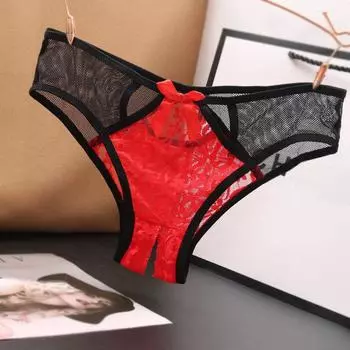 Вышитые цветные сексуальные кружевные трусики с бабочкой и бантом, женские трусики, стринги с промежностью, интимное нижнее белье, трусики One Size(40-65kg)