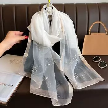 Вышитые цветы жемчужные сплошные шали сплошной цвет жемчужный платок для женщин хиджаб