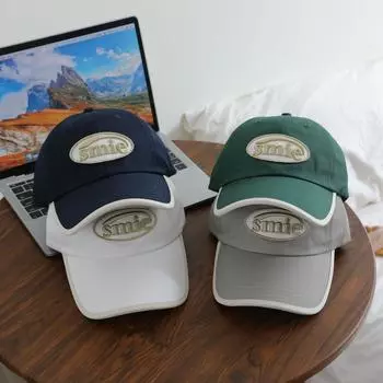 Вышитые корейским алфавитом шляпы мужские и женские дофаминовые цвета персонализированные бейсболки показывают маленькое лицо тренд хип-хоп универсальный мягкий козырек M56-58cm темно-зеленого