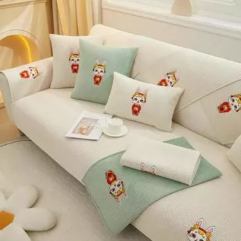 Вышитые кролики толстый плюшевый чехол для дивана высокое качество нескользящая подушка для дивана полотенце чехол для дивана украшение для гостиной дома 70x70cm 1pcs