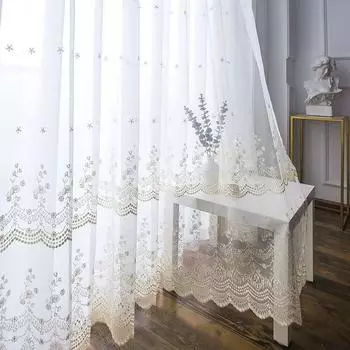 Вышитые оконные шторы из пряжи, тюлевые шторы с вышивкой, оконные шторы из пряжи, прозрачные шторы для спальни, гостиной, домашнего декора 150*270CM