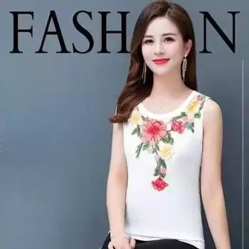 Вышитые подтяжки для женского весенне-летнего свободного топа без рукавов на подкладке L белый