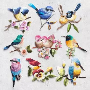 Вышитые птицы для одежды, шляпа, пальто, брюки, наклейки, аксессуары для самостоятельного шитья, декора