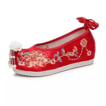 Вышитые туфли ханьфу обувь старинная невеста Сюхэ свадебные туфли китайский стиль внутренняя высота увеличивается на 4 см 34