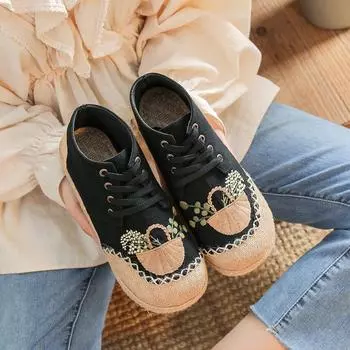 Вышитые туфли ручной работы, женские туфли на плоской подошве, вышитые туфли из ткани, неглубокие горловины, женские туфли из ткани в этническом стиле, вышитые туфли 35 чёрный