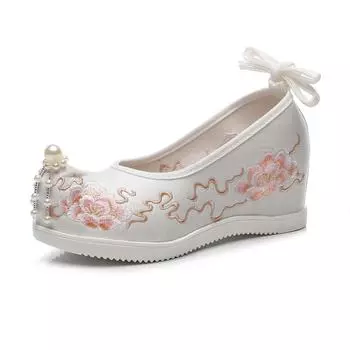 Вышитые туфли в этническом стиле, туфли ханьфу, внутренняя высота 6 см, увеличивающая рост, туфли из ткани для головы 34