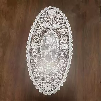 Вышитый ажурный цветок коврик для стола вышитые цветочные ришелье чехлы для скатертей овальные цветы дорожки для стола 41cm x 31cm