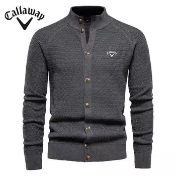 Вышитый Callaway осень и зима новый тренд однотонный кардиган мужской свитер деловой высококачественный свитер вязаный свитер S
