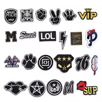 Вышитый черный маленький значок Yixiu: Модная нашивка для украшения одежды 31