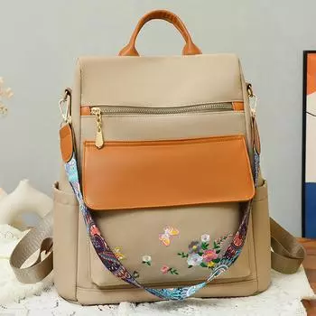 Вышитый дизайн рюкзака Anti Theft большой емкости женские рюкзаки Oxford PU пэчворк книжная сумка 3в1 женский рюкзак через плечо