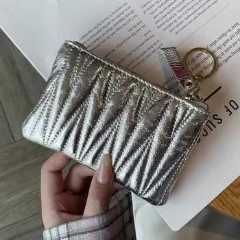 Вышитый кошелек для монет и держатель для карт из коровьей кожи на молнии – Женская сумочка для хранения ключей и помады.