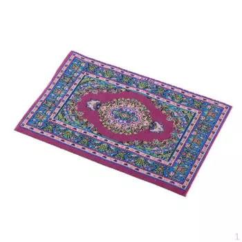 Вышитый коврик для кукольного домика 1/12 Украшение ковра для гостиной, спальни -