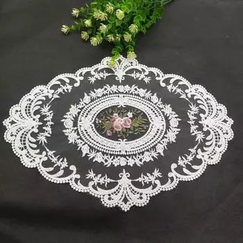 Вышитый кружевной поднос, ретро-салфетка для французского вязания крючком, вышитый вручную цветок, коврик для стола для домашнего ужина, вечеринки, свадьбы, декора S белый