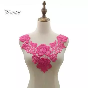 Вышитый кружевной воротник для женщин, отделка вышитой аппликацией, вырез, ажурный кружевной воротник для самостоятельного шитья, свадебные платья, рубашки зелёный