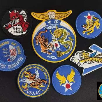 Вышитый логотип Flying Tigers для борьбы с японской войной, липучка, авиация армии США, антияпонская, на заказ, светящаяся, светоотражающая
