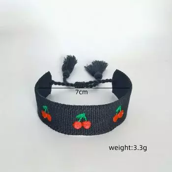 Вышитый маленький вишневый модный браслет с бахромой, ремешок на запястье, персонализированный плетеный браслет-ниша