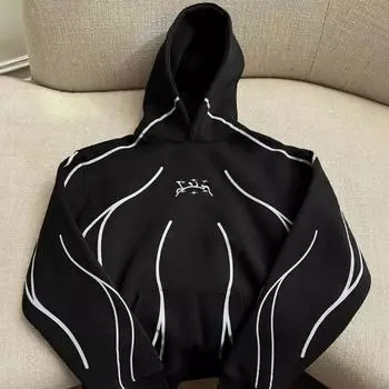 Вышитый мужской и женский свитер в уличном стиле Харадзюку 2000 года S чёрный