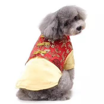Вышитый новогодний костюм Тан для домашних животных Meiqi — праздничный, теплый, двуногий наряд для собак и кошек. TZ07, 1