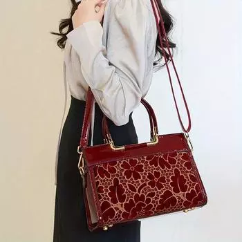 Вышитый подарок для мамы, свадебная сумка, сумка через плечо, сумка через плечо, женская сумка из кожи с цветочным узором ручной работы