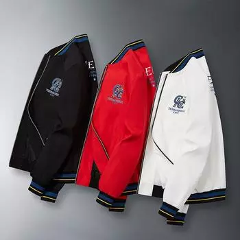 Вышитый повседневный универсальный бейсбольный воротник с ЧПУ куртка мужская красивая куртка M белый