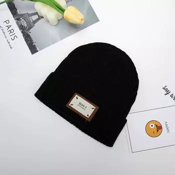 Вышитый пуловер из трикотажной эластичной шерстяной шапки для мужчин и женщин, повседневная теплая утепленная шапка для защиты ушей от холода и осени One size белый