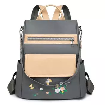Вышитый рюкзак, женская сумка через плечо, многофункциональная, контрастная по цвету, школьная сумка для школьников серый