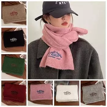 Вышитый шерстяной шарф Кашемировая шаль Длинная шаль Простые зимние кашемировые шарфы Студент света кофе