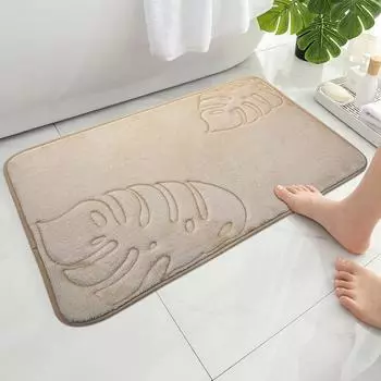 Вышитый впитывающий коврик для ванной комнаты, противоскользящий, быстросохнущий и грязеотталкивающий коврик для ванной комнаты, утолщенный коврик для двери, коралловый флис 40cmx60cm