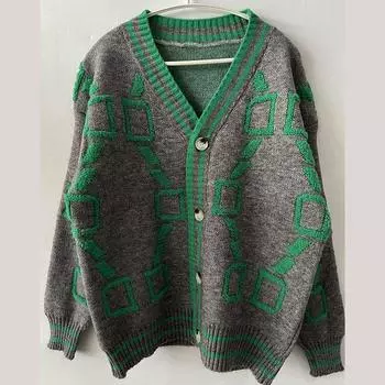 Вышитый вязаный кардиган женский свободный свитер с V-образным вырезом и длинными рукавами однобортный с пряжкой толстое пальто теплое удобное повседневное езда на работу осень зима S розовый