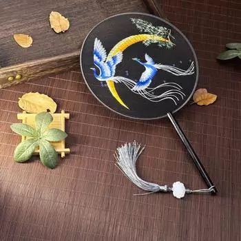 Вышитый женский веер двухсторонний Su вышитый веер танцевальный реквизит
