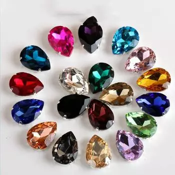 Вышивание DIY 10*14 мм капли воды стекло аксессуары для одежды аппликация со стразами 20x ювелирные аксессуары света кофе