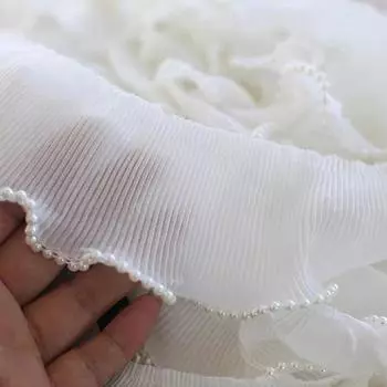 Вышивка Белый Черный Цветок Жемчуг Бисер Кружевная Ткань Отделка Лента Сделай Сам Шитье Оборка Аппликация Ремесло белый