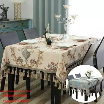 Вышивка Большая Европейская Квадратная Скатерть Синель Жаккардовая Скатерть Рождественская Крышка Обеденного Стола Круглые Скатерти для Свадебного Декора Скатерть 60*60cm синий