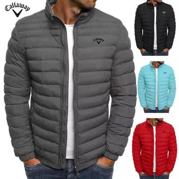 Вышивка Callaway Осень Зима Мужской Пуховик Хлопок Мягкий Высококачественный Мужской Пуховик Досуг Мужская Одежда Пальто S чёрный