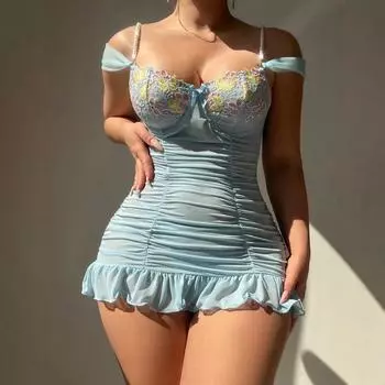 Вышивка чистое желание сетка юбка на подтяжках перспектива соблазн бисер цепочка эротический комплект нижнего белья S