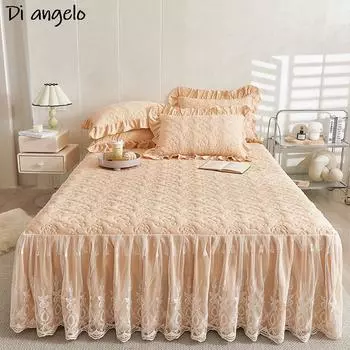 Вышивка из чистого хлопка, кружево, утолщенное стеганое одеяло, юбка-кровать, покрывало, наволочка, наматрасник, двойной домашний текстиль, разноцветный #/ only 2pcs pillowcase