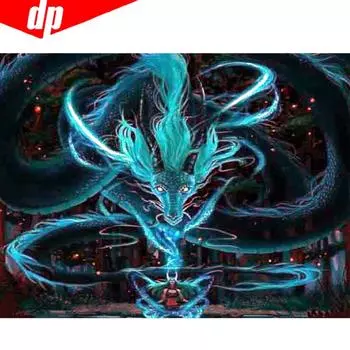 Вышивка крестиком, полная круглая алмазная картина, дракон, горный хрусталь, мозаика, Алмазная вышивка 20X30CM