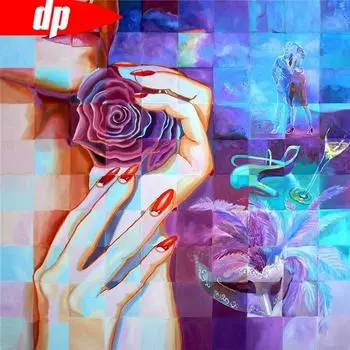 Вышивка крестом 5D DIY Алмазная картина Полная круглая вышивка с цветами и женщинами 30x30CM