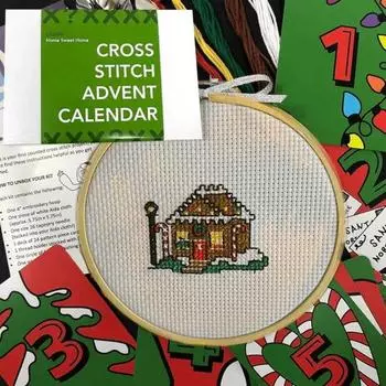 Вышивка крестом Адвент-календарь 24 дня Рождественский отсчет Набор для вышивки крестом DIY Рождественский набор для вышивки крестом Подарок для начинающих и любителей рукоделия жёлтый