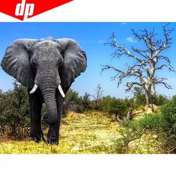 Вышивка крестом Мозаика 5D DIY Алмазная картина Слон Стразы Полный круглый Алмазная вышивка 20X30CM