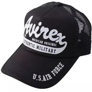 Вышивка на кепке Фетровая нашивка Сетчатая кепка Шляпа Милитари Кепка Американский кэжуал Летняя бейсболка Логотип ОРИГИНАЛ [Avirex] Мужская MA-1 (Свободный размер, черный)