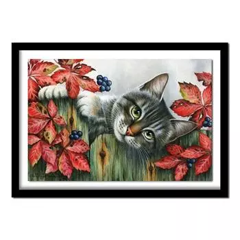 Вышивка Распродажа Кошки 5D Алмазная картина Полный круглый дрель Бабочка Вышивка крестиком Мозаика Животные 20X30CM